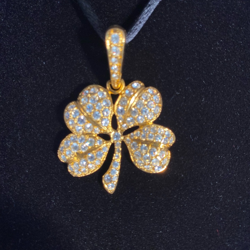 Vtg Kjl Kenneth Jay Lane Shamrock Clover Rhinesto… - image 1